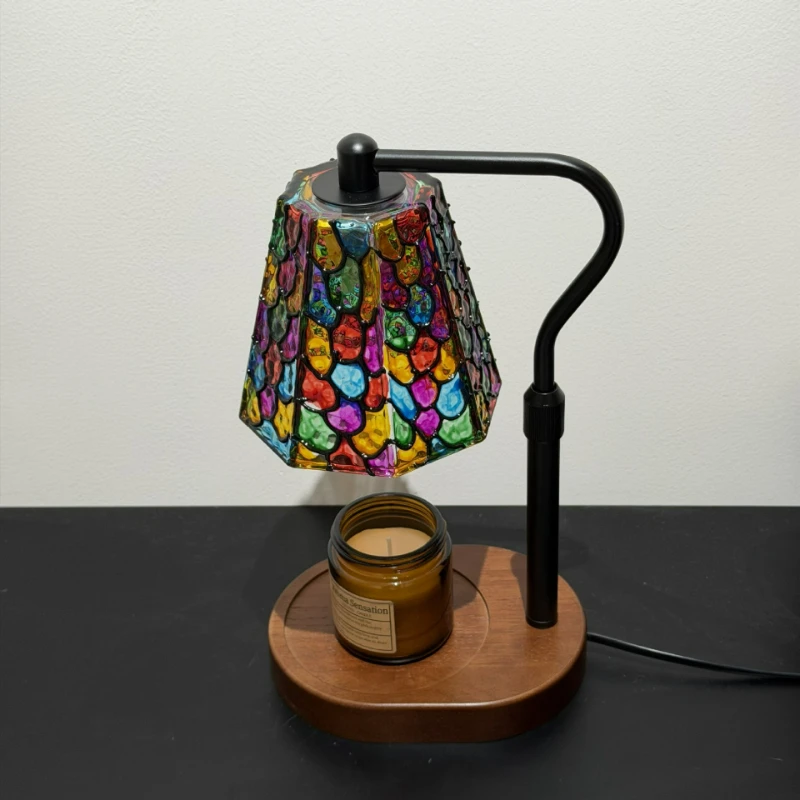 Colorful Glass Wax Melt Lamp Flameless Aromatherapy Bedroom Ambience Light Daily Useful Home Room Decor Candle Warmer Table Lamp