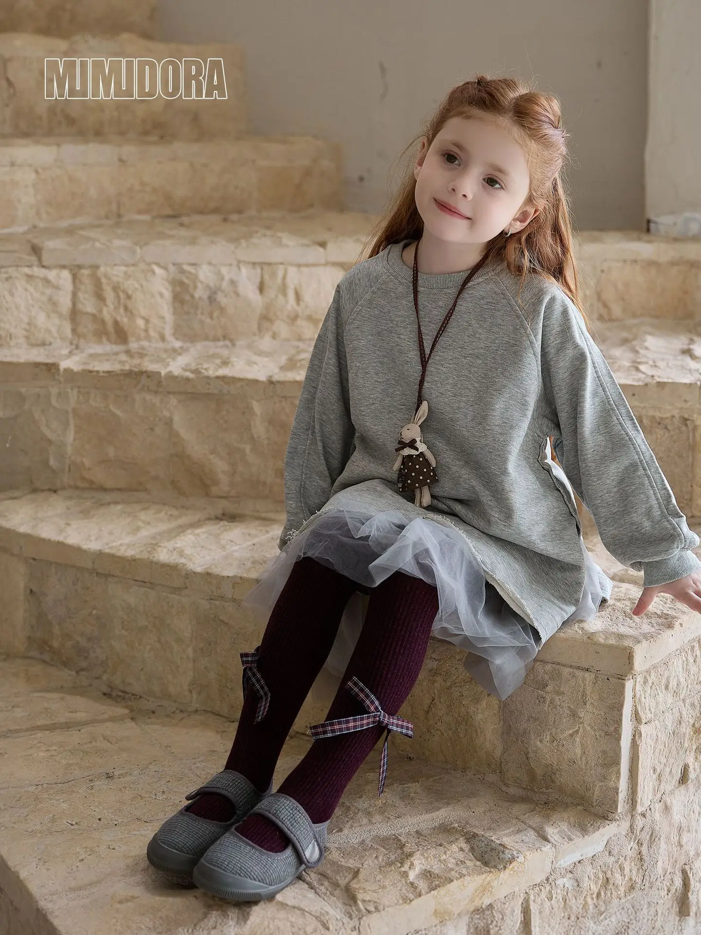 

2025 Spring Autumn Niche Fashion Girls Temperament Kindergarten Hoodie Splicing Fluffy Dress Gauze Dress