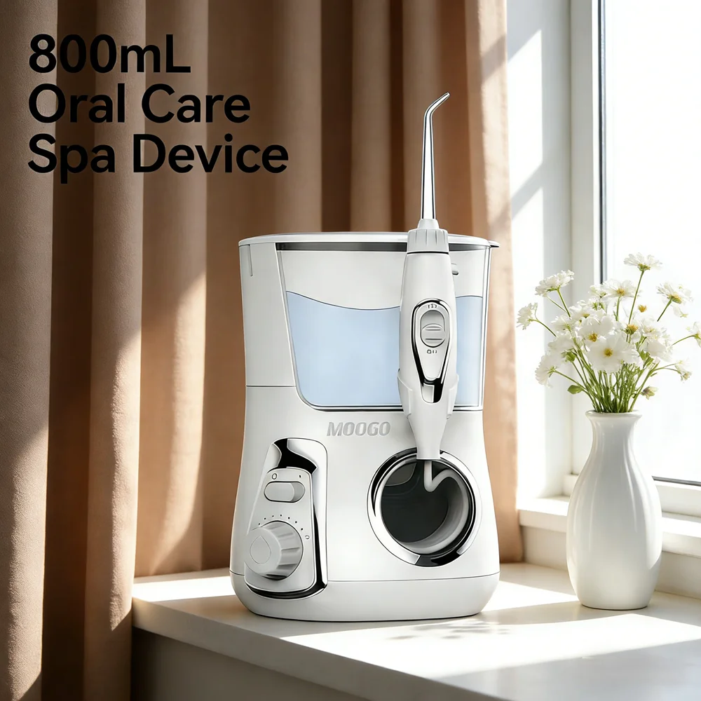 

Countertop Water Flosser for Home Dental Spa, 5 Interchangeable Nozzles for Sensitive Gums & Deep Teeth Cleaning