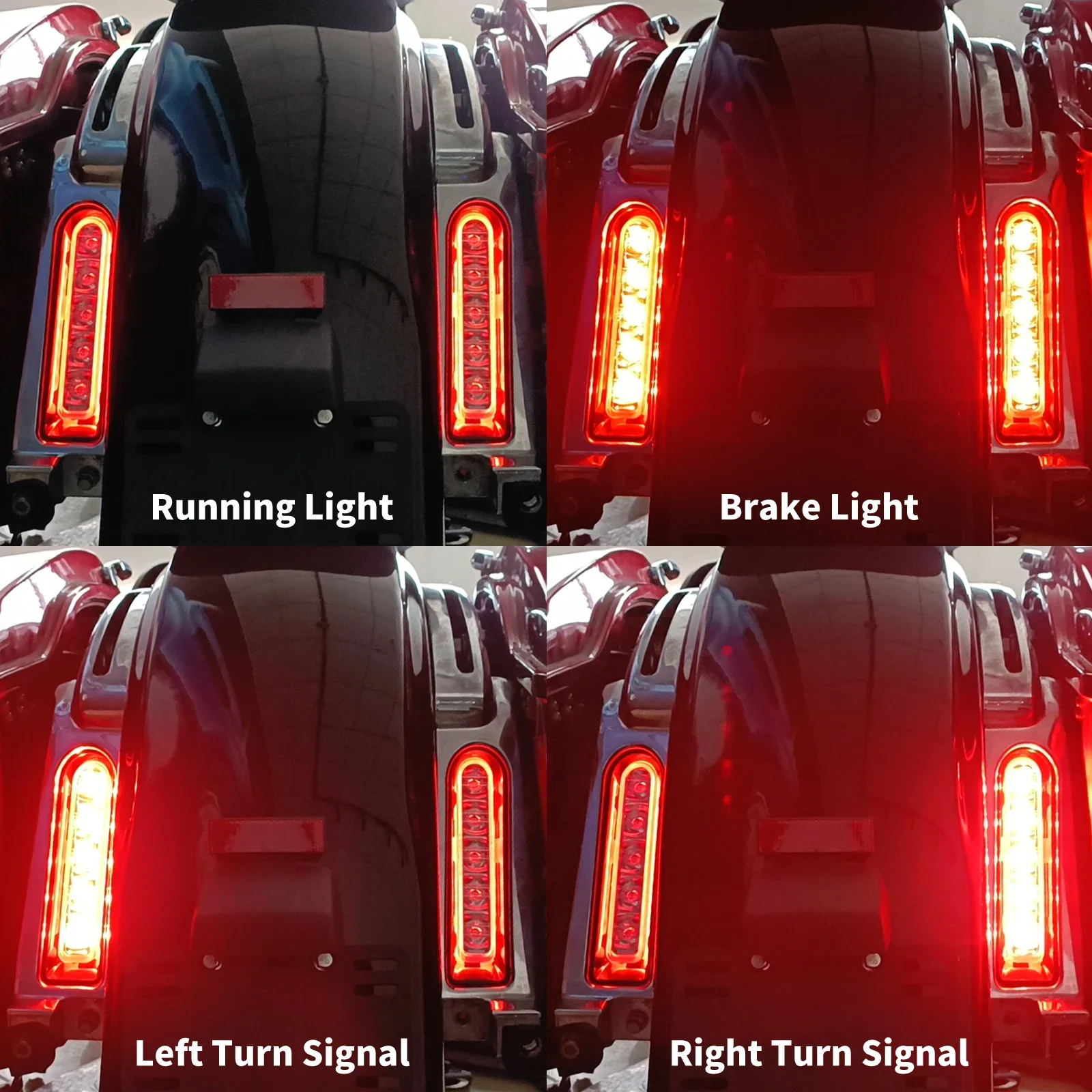 Motorcycle LED Rear Fender Filler Side Lights Saddlebag Inserts Brake Turn Lamp For Harley Road Touring Glide FLHTK FLTRU 14-Up