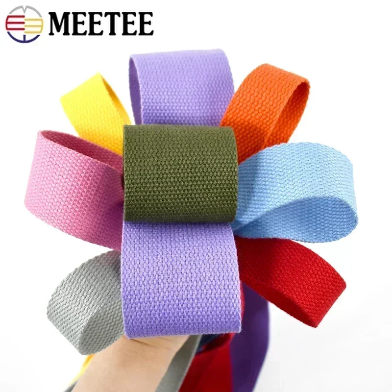 10Meters 20/25/32/38/50mm Cotton Webbing 1.3mm Thick Canvas Bag Strap Backpack Band Clothes Ribbon Tape DIY Sewing Accessories