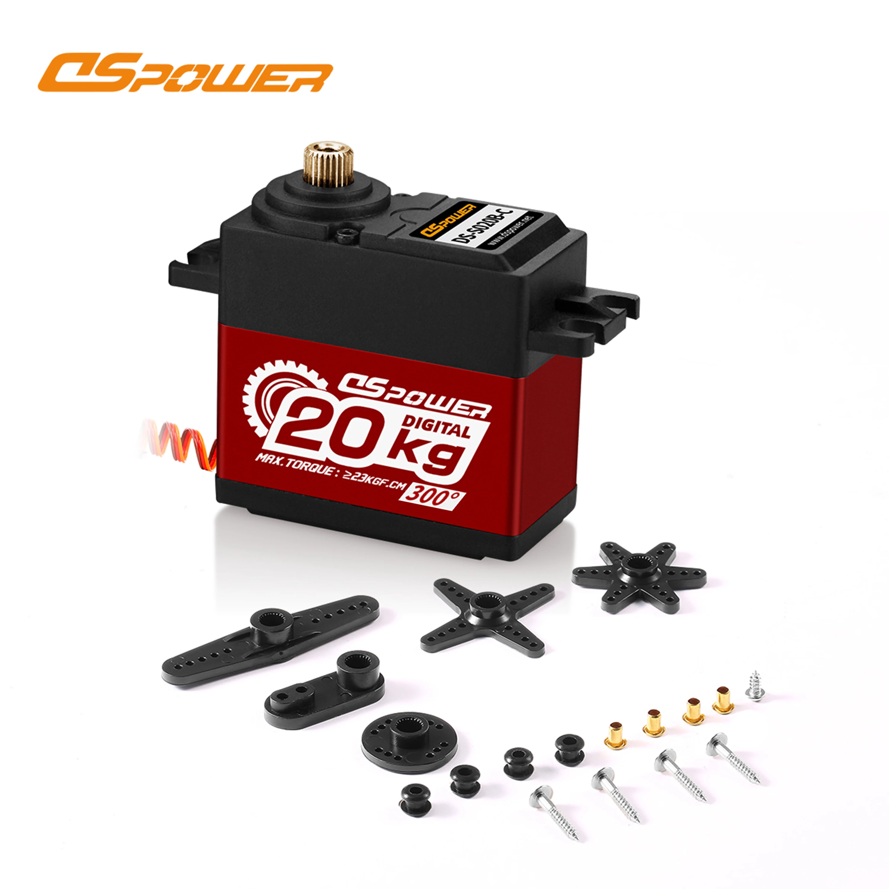 DSpower 20 kg Metallgetriebe, wasserdichter digitaler Servo-Hochgeschwindigkeitsmotor, 300 Grad, 6,0 ~ 7,4 V, für RC-Car-LKWs, Boote, Drohnenzubehör