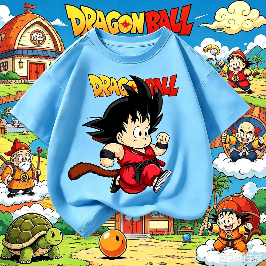 2026 New Dragon Ball Kid Goku Monkey Tail Graphic Cotton T-Shirt, Boys Girls Harajuku Streetwear Anime Children Short Sleeve Tee