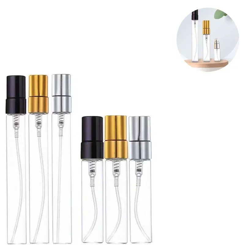 50Pcs 5ml/10ml/15ml Glass Electrochemical Aluminum Empty Spray Bottle Sample Travel Portable Trial Bottle Dispenser Glass