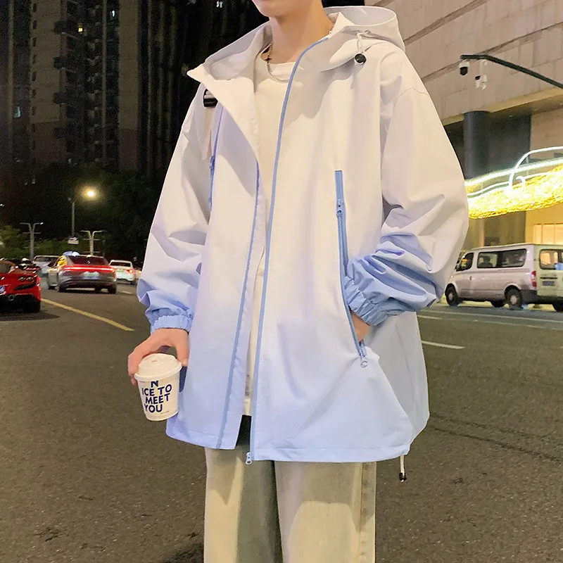 Fashion Unisex Gradient Casual Hooded Jackets 2026 Spring Autumn Youth Streetwear Coat Men's Outdoor Sport Top Hoody Windbreaker