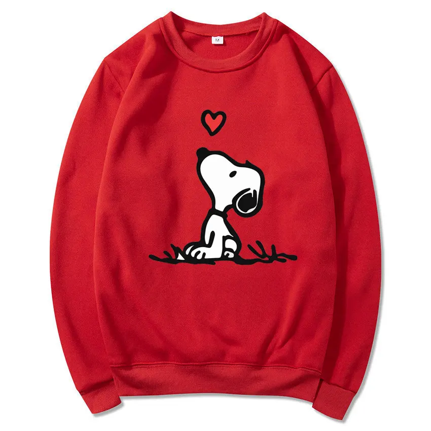 Snoopy Cartoon Anime Women Pullover Spring Autumn Men O-neck Hoodie 2024 New Fashion Oversized Couple Sweatshirt Tops