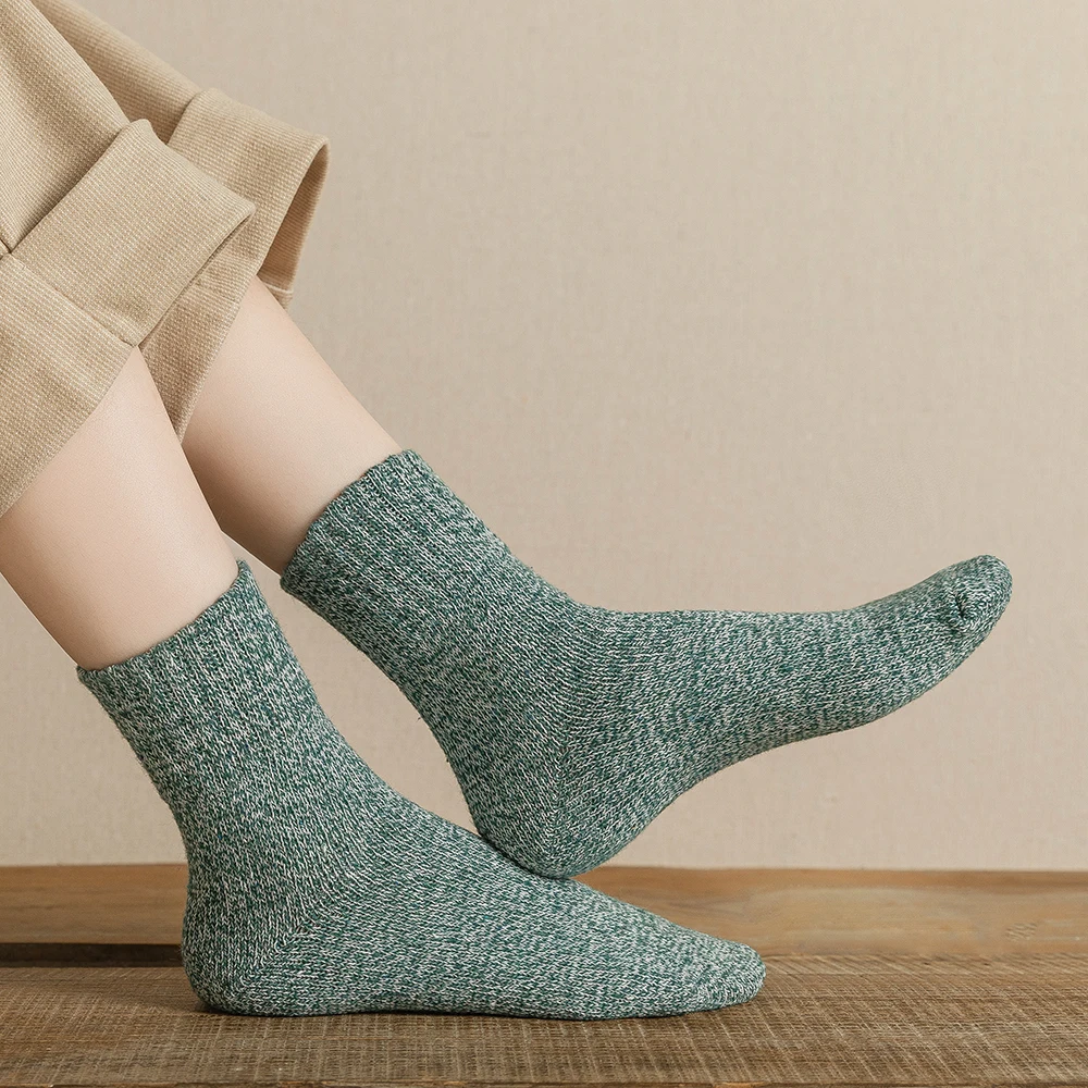 5Pairs New Witner Socks Women Socks Thick Warm Retro Solid Color High Quality Free Size