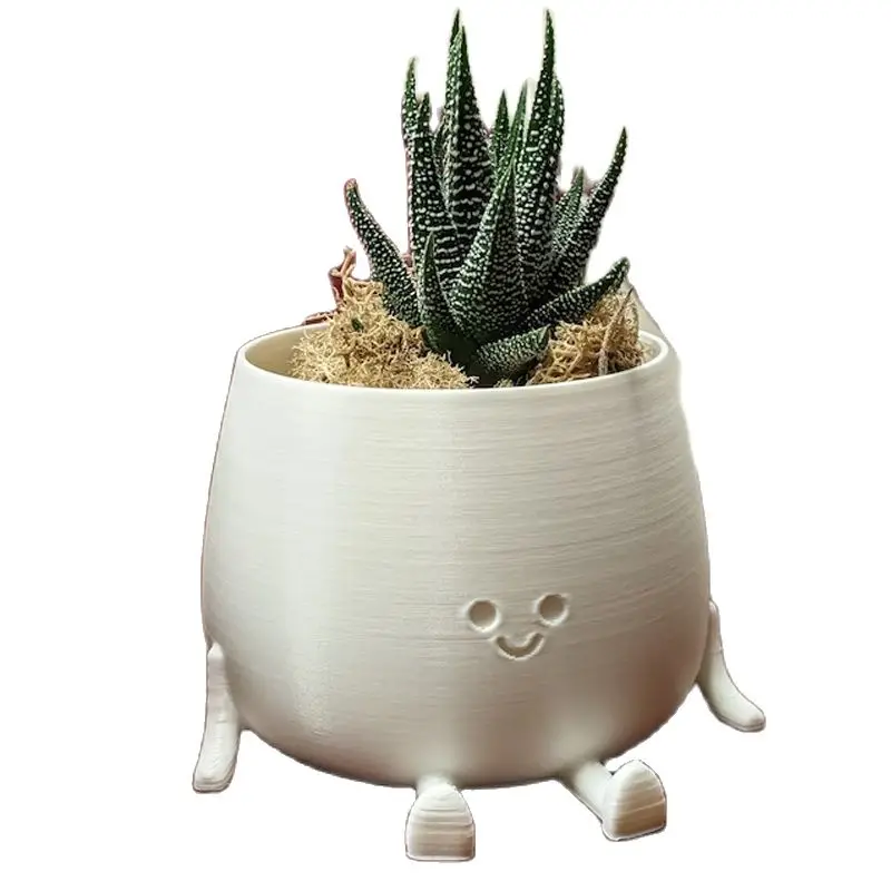 3d printed creative smiley face flowerpot Kawaii cute flowerpot sitting flowerpot Home furnishings