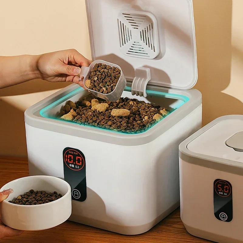 Recipiente para Armazenamento de Ração para Cães, Balde para Ração Seca de Gatos, Caixa para Ração de Cães com Tampa, à Prova de Insetos e Umidade, Caixa para Arroz, Pote Selado para Grãos