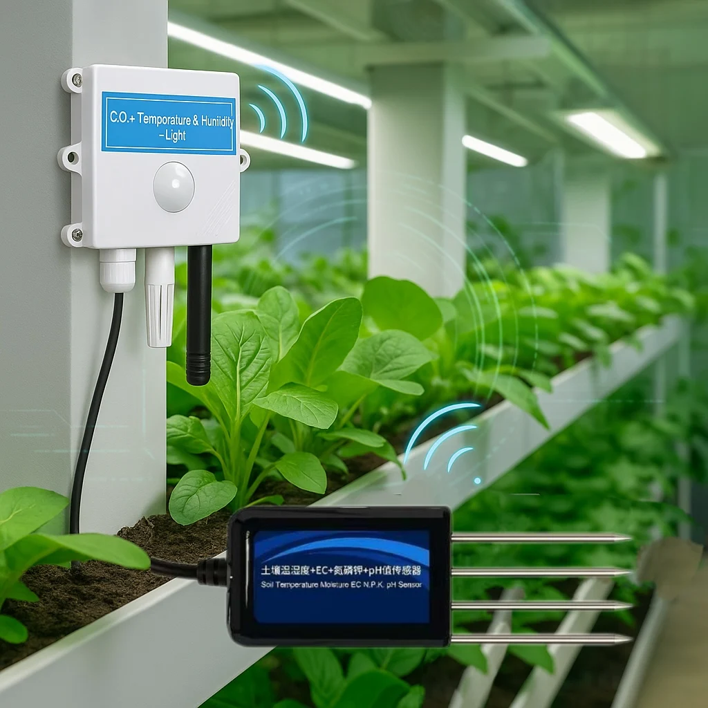 

Smart Greenhouse Wireless Indoor Farming Monitoring System With CO2 Temperature Humidity Light And Soil Sensors