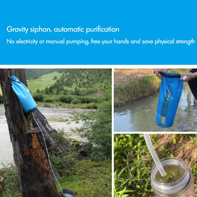 Gravity Water Purifier, Bag Relief Outdoor Portable Filter Water Purifier Field Camping Equipment Gravity Water Purification Bag