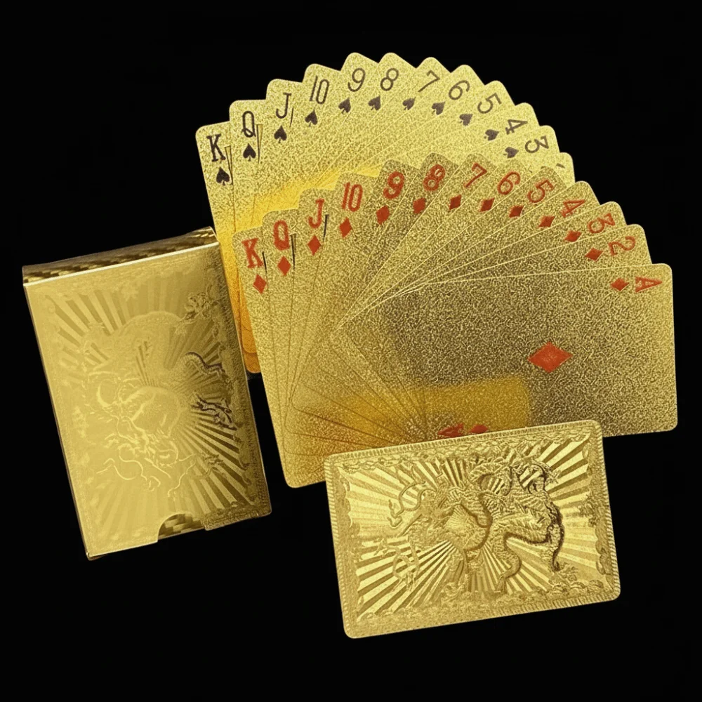 

1 Set Matte Golden Poker Card PVC Prevent Wrinkles Rose Playing Cards Waterproof Thickened 24K Gold Foil Cards