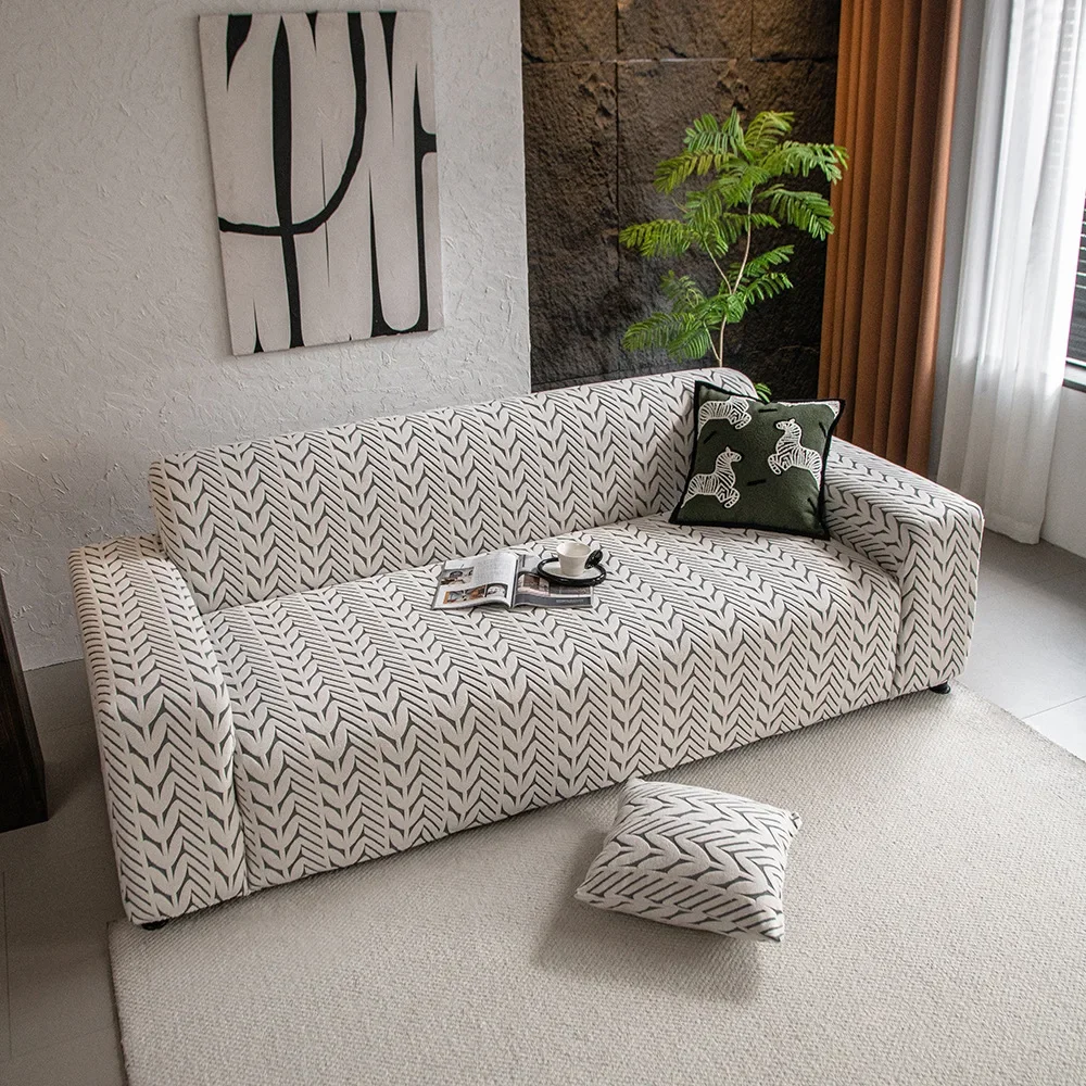 Adjustable Elastic Sofa Cover with Skirt Armchair Protector Corner L Shape Leaves Slipcovers Couch Covers 1/2/3/4/5 Seater