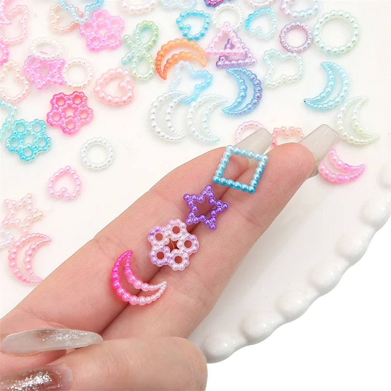 20g ABS Pearl Beads Hollow Heart Butterfly Moon Flower Nail Figures DIY Jewelry Making Handmade Craft Supplies