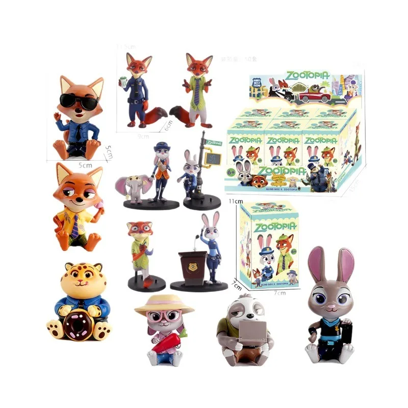 Linda caja ciega de felpa de animales Zootopia, muñeca de mano de resina de perezoso Nick Judy, decoración de escritorio de dibujos animados de Disney