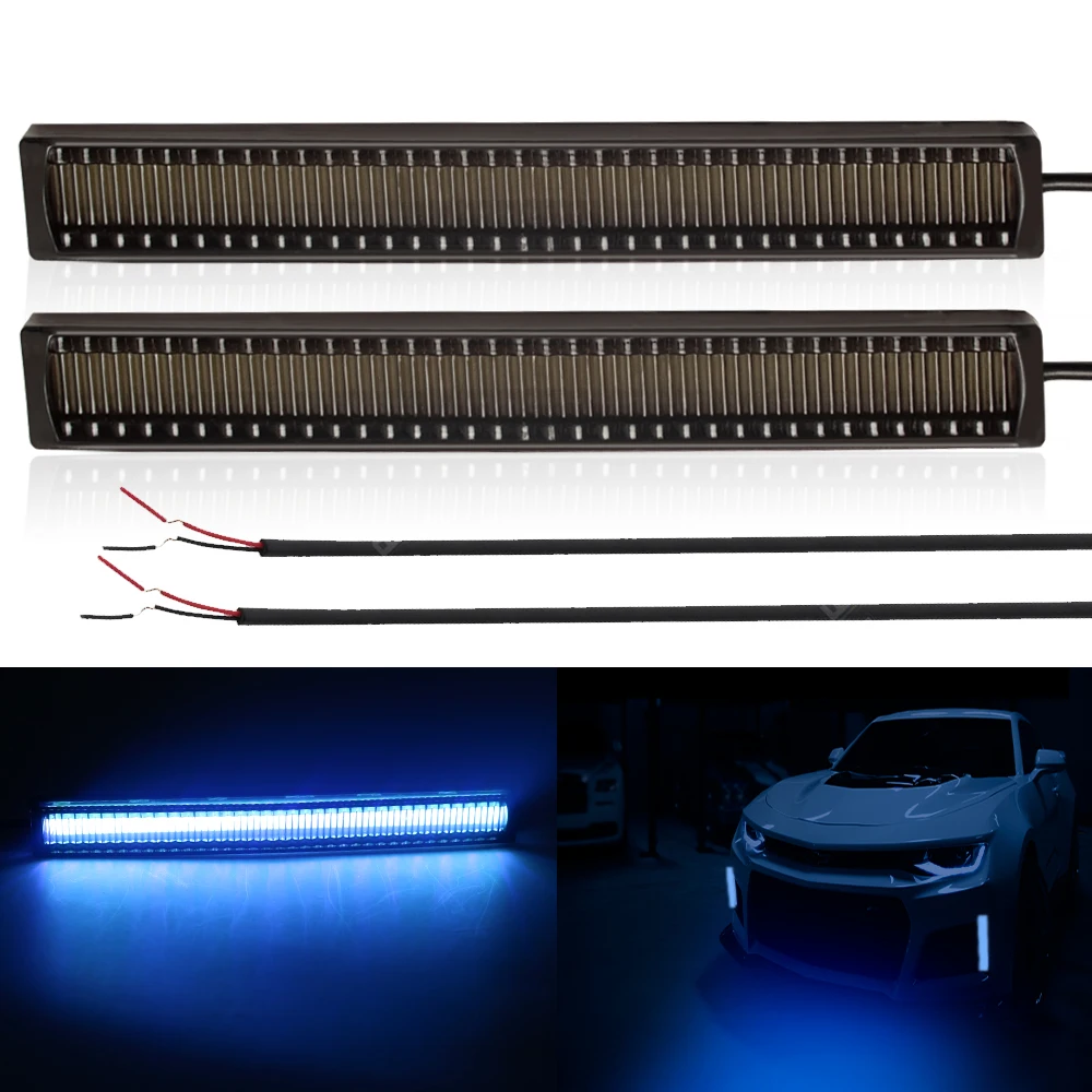 

YSY 2pcs Super Bright 17CM LED COB Fog Bulb Car DRL LED Strip Daytime Running Light bar 12V 6000K Auto External Styling Lamp