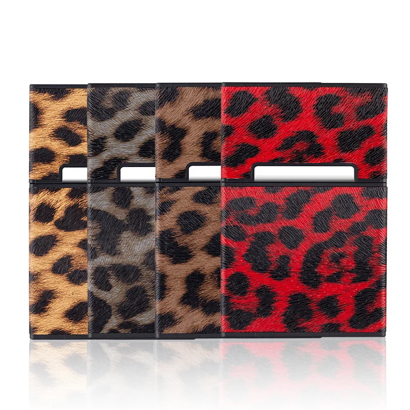 

Leopard Print Cigarette Cover Tobacco Flip Cover Portable Soft Cigarette Protective Box Leather