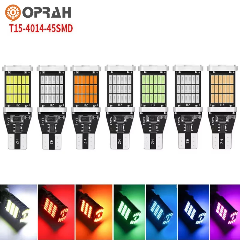 

Oprah 2x Canbus W16W T15 921 912 LED 4014 45 Chips Car Auto Reversing Lamps Stop Light Backup Parking Lights Reverse Bulbs White