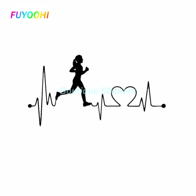 

FUYOOHI Exterior/Protection Boutique Stickers Run Girl Heartbeat Marathon Running Decals Trucks Walls Laptop Car Sticker