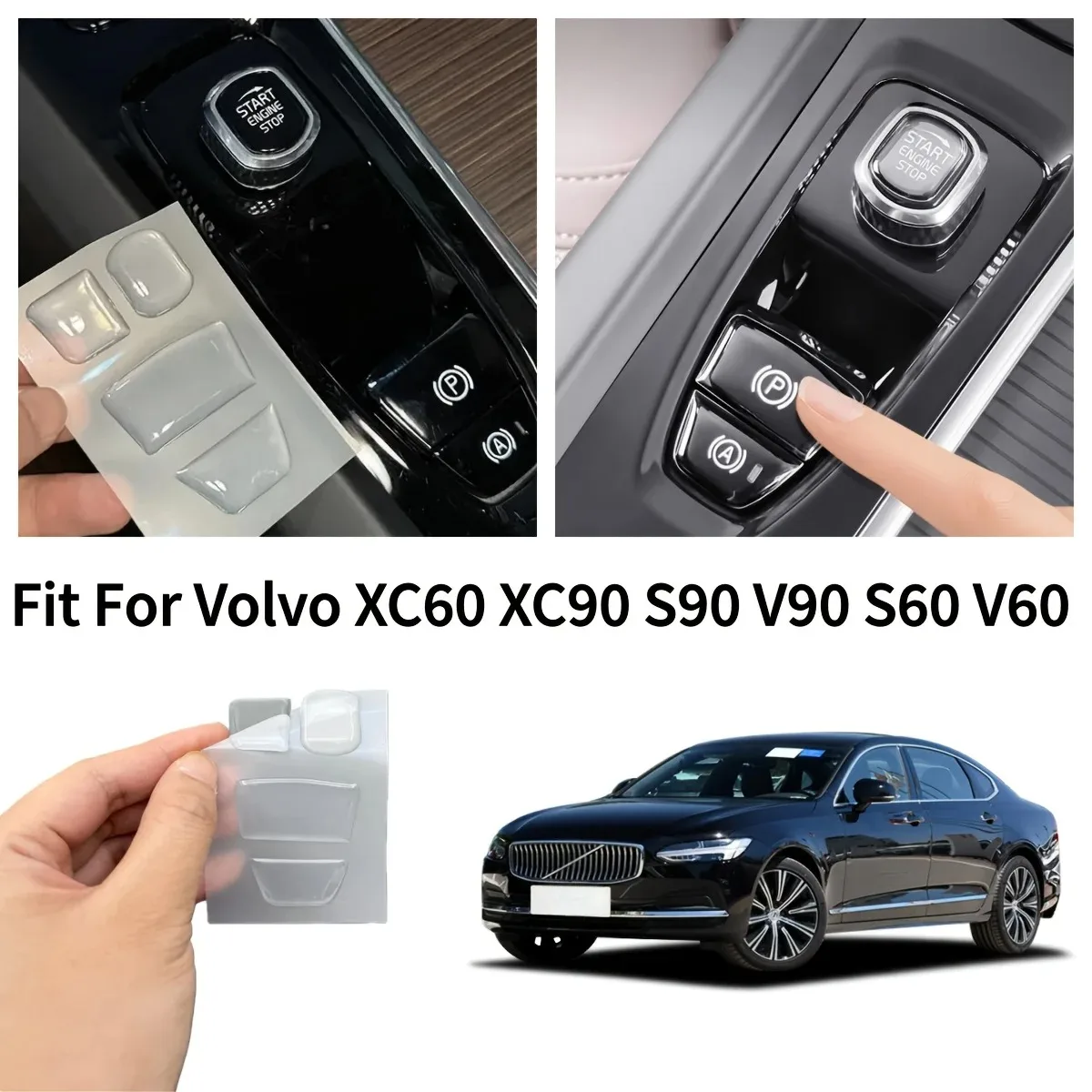 For Volvo XC60/XC90/S60/S90/V60/V90 Central Control Button & Knob Protective Sticker-Transparent Glue Drop Cover