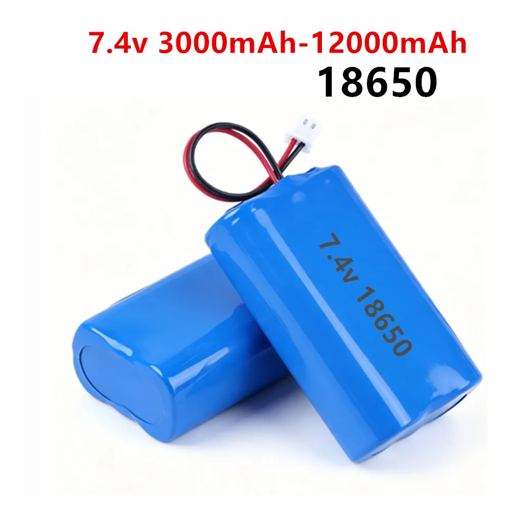 7.4V 18650 lithium battery pack 3000/6000/9000mAh Rechargeable battery pack monitoring equipment protection board+XH2.54-2P Plug