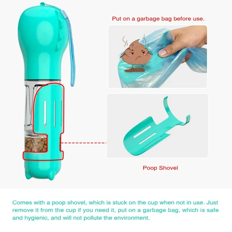 Portable Pet Water Bottle Leak-proof Recycled Dog Canteen Food Storage Dispenser  Poop Bag Shovel 300/500mL Outdoo Water Bowl