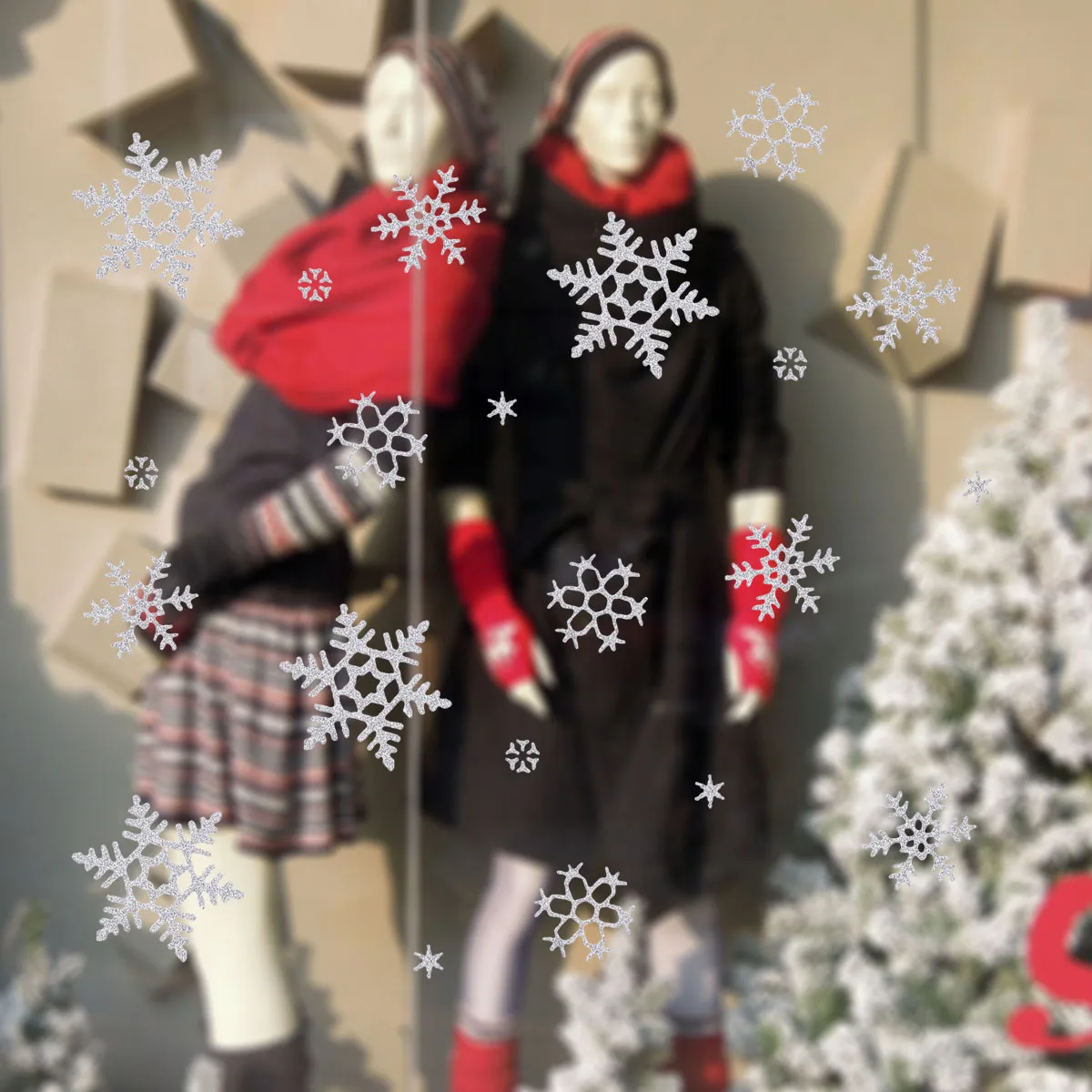 

4pcs Christmas Stickers Snowflake Diy Decor Diy Sticker Christmas For Home Store Silver Wall Art Easy Apply No Damage