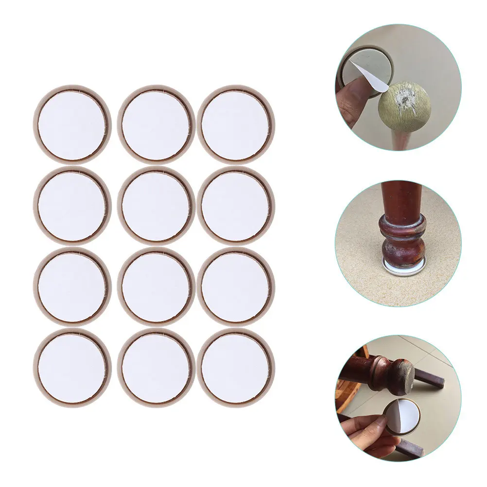 12Pcs Silent Furniture Sliders Thickened Non-Slip Chair Leg Protectors for Hardwood Floors Carpet Cement Vinyl Tile Furniture