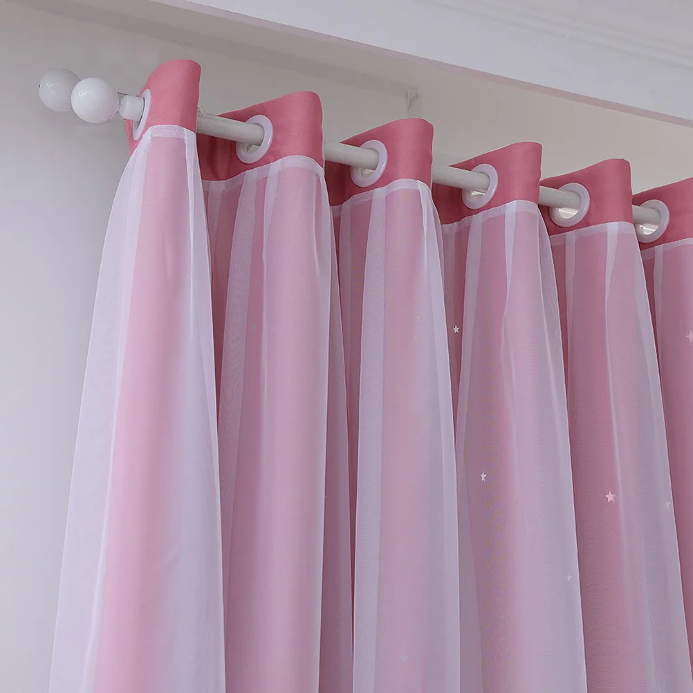 

1Pcs Double Layer Blackout Hollow-Out Curtain Grey 250x100cm Stylish Window Curtain for Home Living Room Bedroom