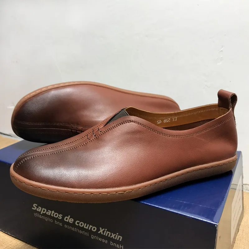 handmade-genuine-leather-men's-flat-bottom-slip-on-casual-shoes-chinese-style-spring-autumn-season-breathable-round-toe