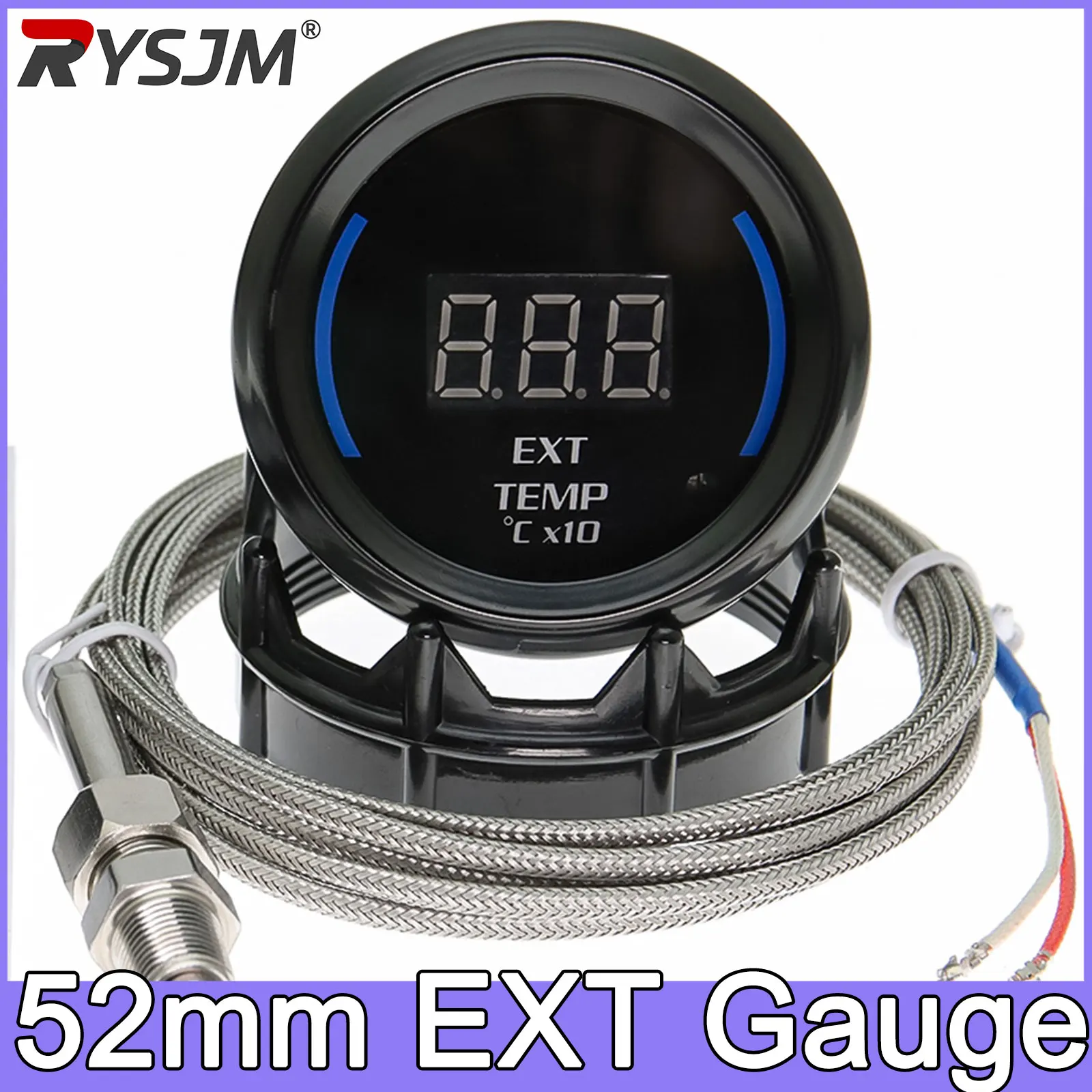 2'' 52MM Exhaust Gas Temperature Gauge Black Color Digital Blue Led Exhaust Temperature Gauge EXT Gaugs ﻿