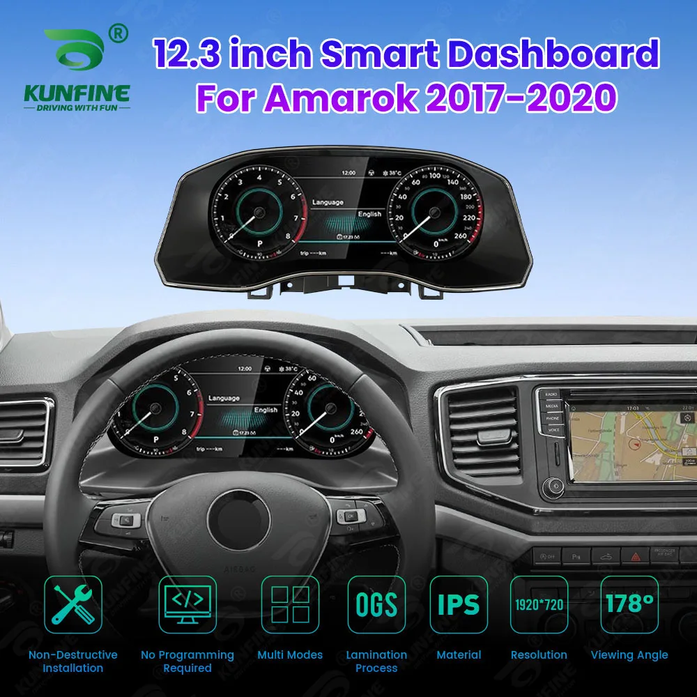 

12.3" LCD Digital Cluster For Volkswagen Amarok 2017-2020 Dashboard Cluster Virtual Instrument Panel Speedometer Cockpit Meter