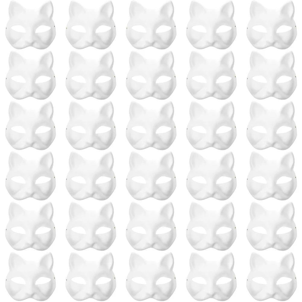 30-delig handgeschilderd masker maskerade dier ongeverfd maskers papier blanco kat Miss