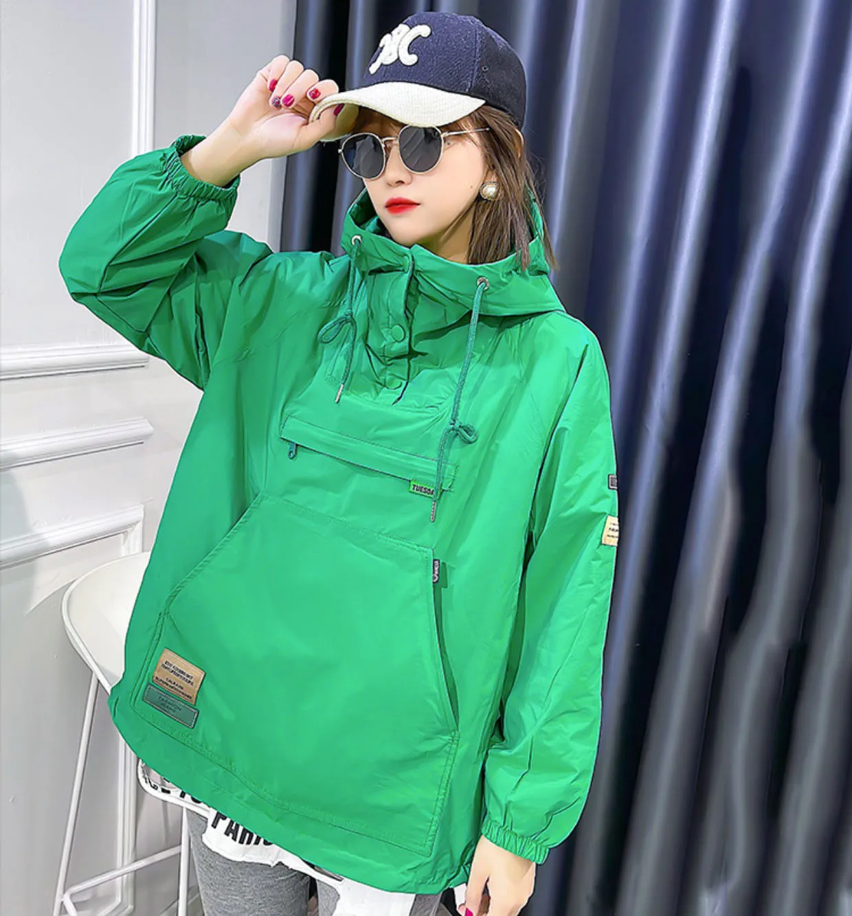 2024 New Spring Style Pullover Womens Big Pocket Outerwear Coats Casual Lady Jacket Cotton-padded Loose Coat Fashion Jacket Coat