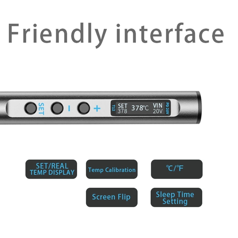 Stylo de soudage à affichage OLED, outil de soudage à fusion rapide, corrosion à main, PTS100, T12, 65W, 18