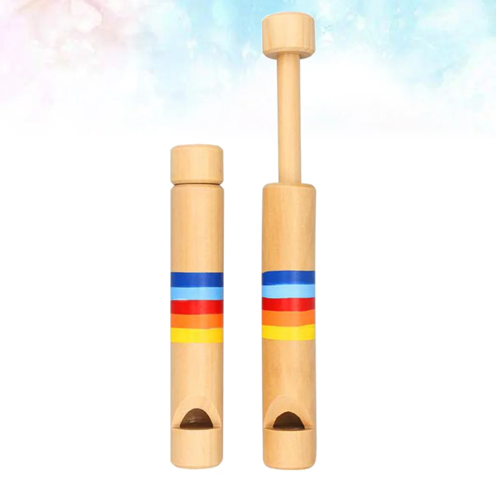 

2 Pcs Whistle Baby Puzzle Toy Bamboo Kids Noise Maker Toys Children Pull Wood Flute