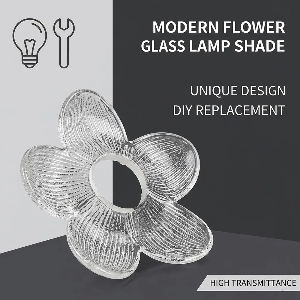 Nordic Style Flower Glass Lamp Cover High Transmittance Lamp Shade for Table Chandelier Wall Sconce Home Office Decoration Parts