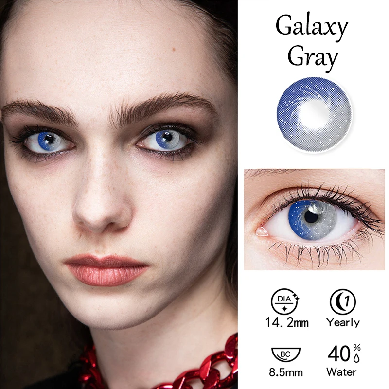 2pcs Colored Contact Lenses with Diopters Graduated Beautiful Pupil Prescription Correct Myopia Hydrophilic Cosmetics Accessory