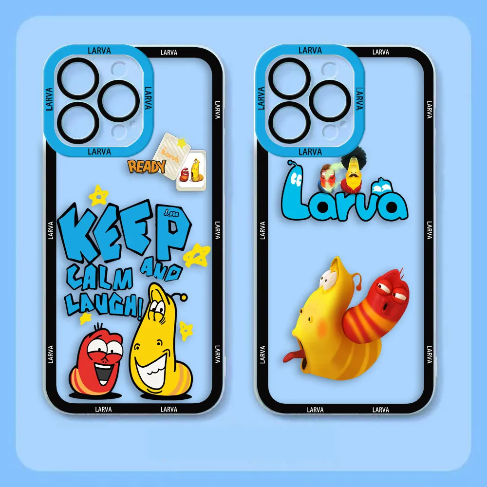 Cute Cartoon L-Larva Angel Eyes Clear Soft Silicone Phone Case For iPhone Apple 15 14 12 13 11 16 8 7 SE Plus X XR XS Max Case