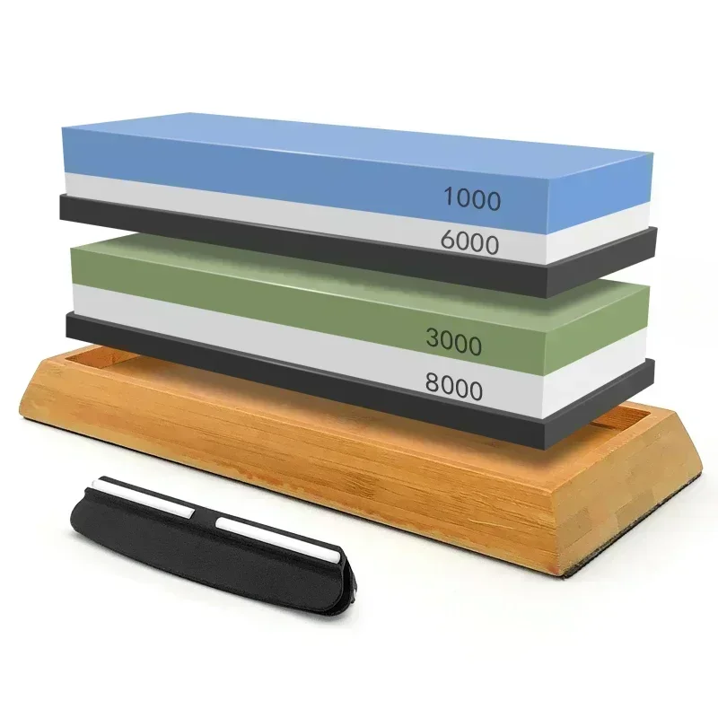 Professional Sharpening Stone Knife Sharpener Sharpening Stone Wood Base Angle Guide Polishing SetGrit240-8000# Whetstone 1-7Pcs