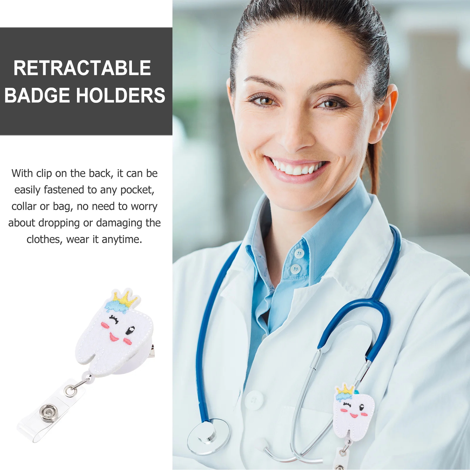 

Retractable Id Badge Reel Holder with Metal Clip for Secure Attachment to Clothing Bags Uniforms Comfortable Cloth Material Mini