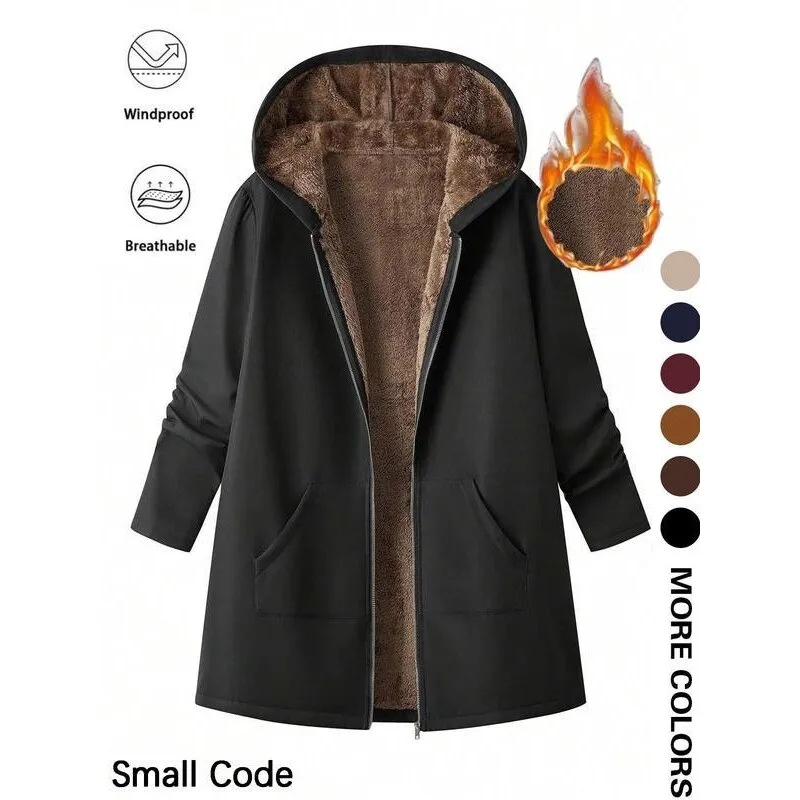 

Hooded Fleece Jacket Women's Winter Coat Large Size Pear Shape Body Fit Cross-Border Shipping Soft Inner Layer Outerwear