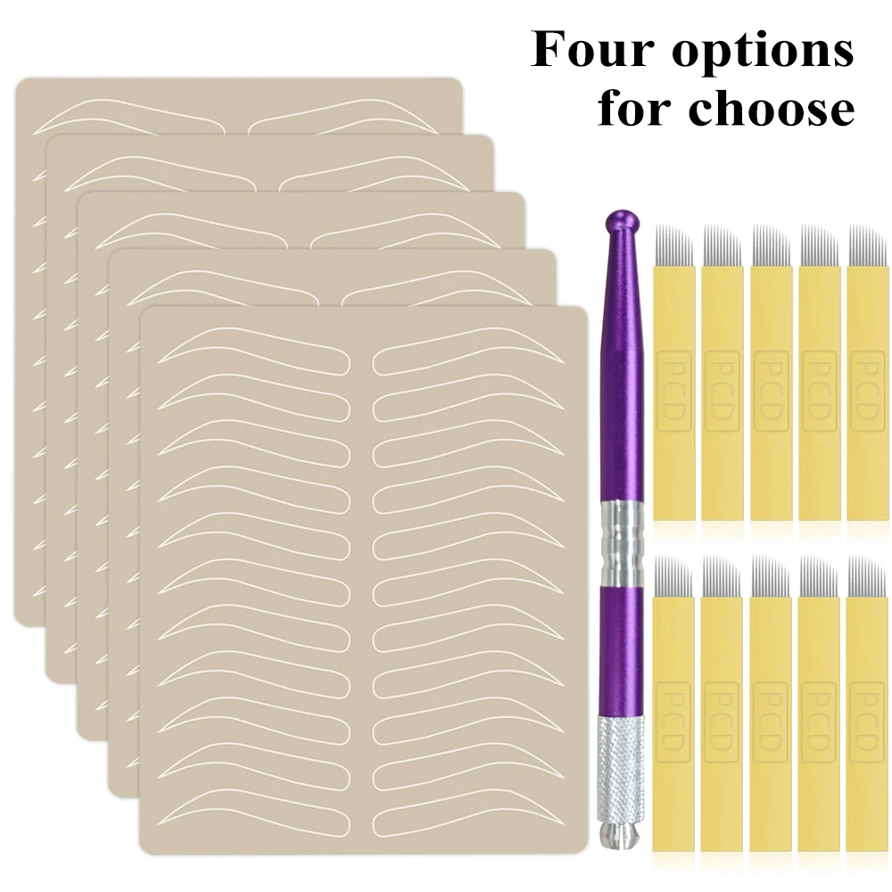 

Microblading Eyebrow Practice Kit Eyebrow Tattoo Practice Latex Skin Manual Pen Microblading Needle for Permanent Makeup 4 Types