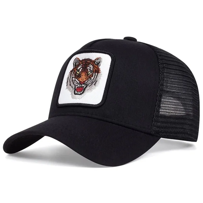 Unisex Tiger Embroidery Baseball Net Caps Spring and Summer Outdoor Adjustable Casual Hats Sunscreen Hat