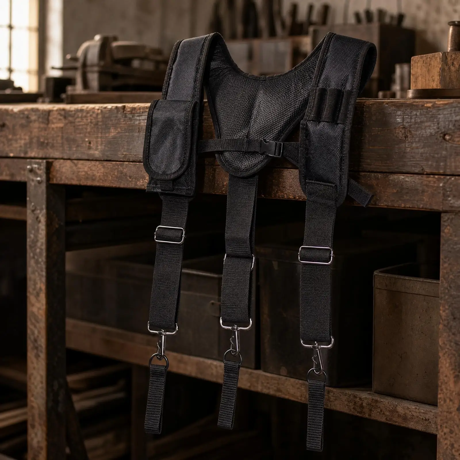 Portable Multi Pocket Work Belt Oxford Cloth Tool Holder Four Metal Clip for Quick Access Hand Tools