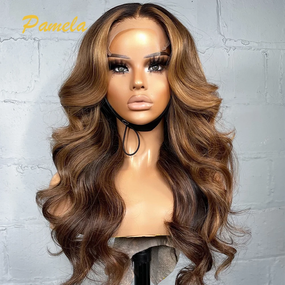 250% Density Body Wave Ombre 4/27 Blonde Colored 13x6 HD Transparent Lace Front Wig For Women Glueless Human Hair Ready To Wear