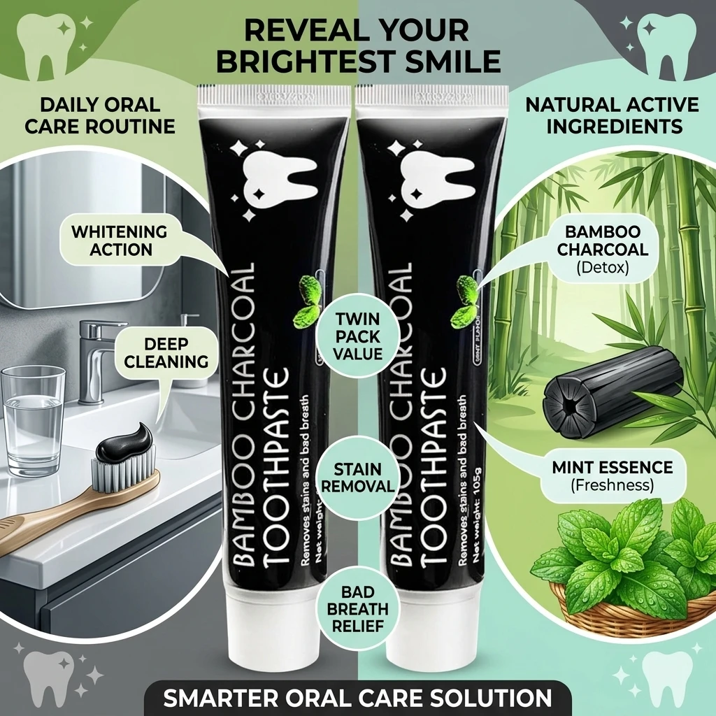 Bamboo Charcoal Mint Flavor Oral Hygiene Cleaning Remove Tooth Stains Teeth Whitening Black Toothpaste Fresh Breath Teeth