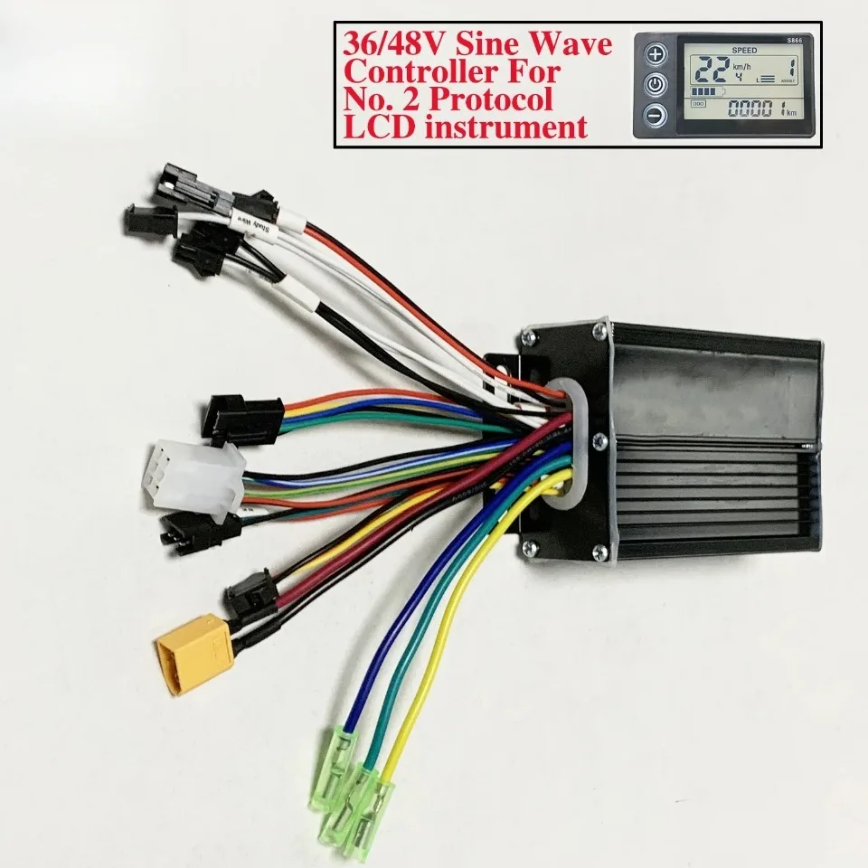 AliExpress NONE Brushless Motor Controller 350W 500W 20A Sine Wave for E-Bicycle Scooter Compatible with S866 V889 No.2 Protocol LCD 24V/36V/48V