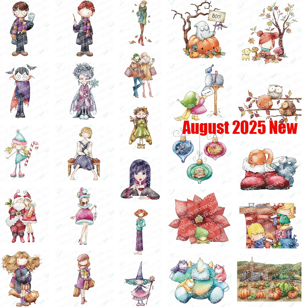 2025 أغسطس جديد اليقطين التصحيح كوخ خلفية المطاط الساحرة Stamps DIY بها بنفسك اليدوية ألبوم يوميات بطاقة سجل القصاصات عيد الميلاد هالوين