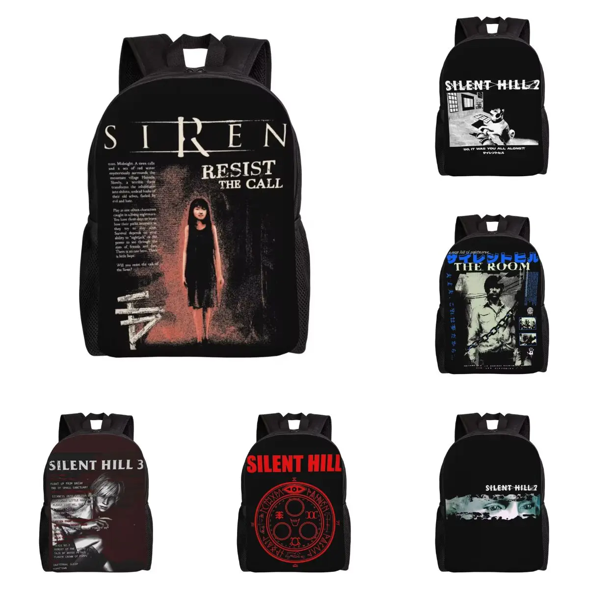 

Silent Hill The Call Horror Game Fun Backpack Student Unisex Polyester Hiking Backpacks Big Casual High School Bags Rucksack